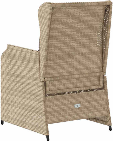 Outdoor Chair Rattan Garden Beige with Cushion 2pcs 55x67x95cm