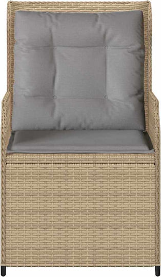 Outdoor Chair Rattan Garden Beige with Cushion 2pcs 55x67x95cm