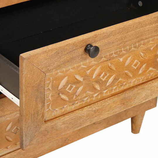 Chest of Drawers of Solid Wood with 6 Drawers Coffee 60x33x75cm