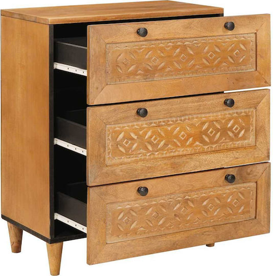 Chest of Drawers of Solid Wood with 6 Drawers Coffee 60x33x75cm
