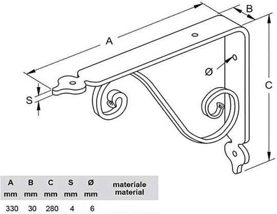 Bolis Italia Metallic Shelf Brackets Black 330x280mm 2023/3-33