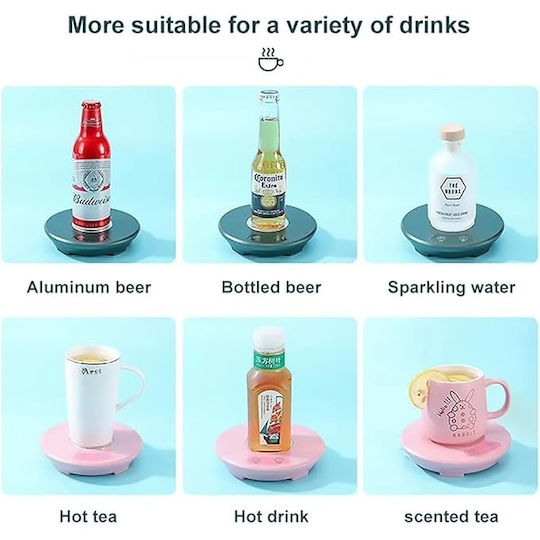 Cup Warmer Cooler Beverage Container Usb Charging Portable Stainless Steel Dual Function Green