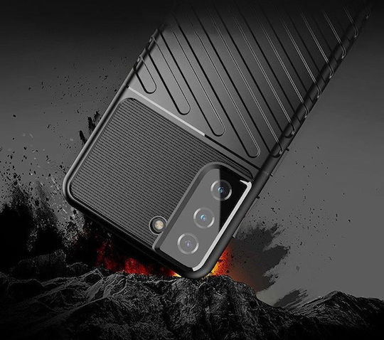 Powertech Umschlag Rückseite Silikon Schwarz (Galaxy S22 5G)