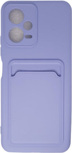 Forcell Card Umschlag Rückseite Silikon mit Kartenhalter Lila (Redmi Note 12 5G)