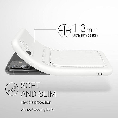Forcell Back Cover Silicon cu Suport pentru Carduri Alb (iPhone 11)