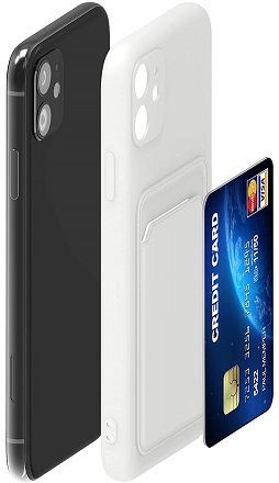 Forcell Back Cover Silicon cu Suport pentru Carduri Alb (iPhone 11)