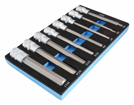 Biți Cu Cap Hexagonal Allen 1/2" Priza 140mm 5-17mm 8 Bucăți