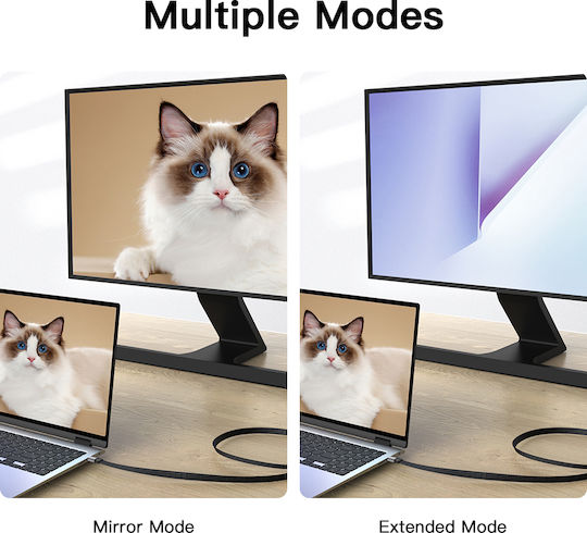 Luvlu Flat / Braided USB 4 Video Cable USB-C male - USB-C 240W Μαύρο 1m