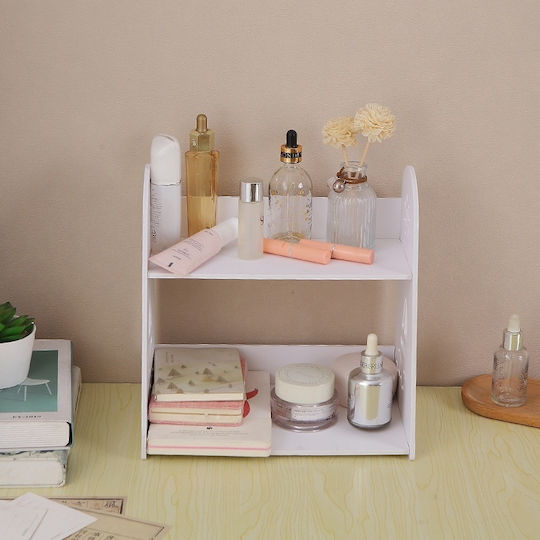 Small-sized Desk Shelf 2 Compartments Made Mdf Easy To Assemble White