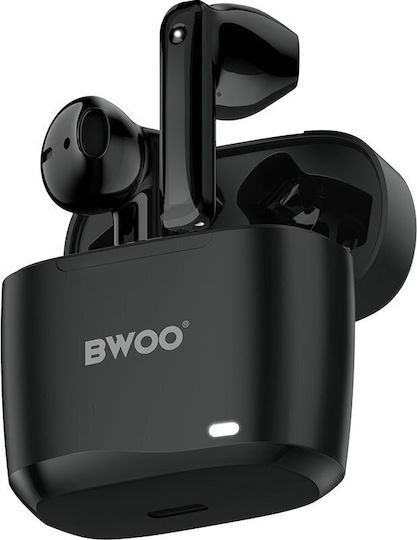 BWOO BW94 Earbud Bluetooth хендсфри Слушалки с Устойчивост на Пот и Кутийка за Зареждане Черен