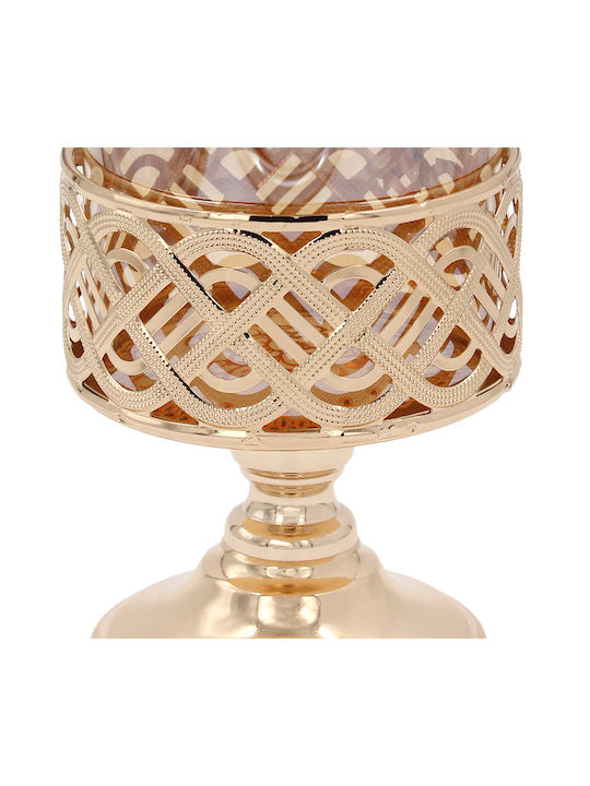 Keskor Metallic Sweet Jar with Lid Gold 10x10x24cm