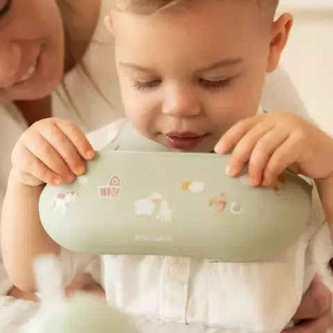 Little Dutch Mio Little Farm Waterproof Bib Silicone with Pocket Green