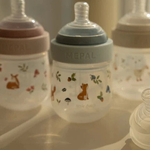Little Dutch Plastic Baby Bottle Set Fairy Garden Anti-Colic with Silicone Nipple for 0+, 0+ m, months Transparent 4pcs