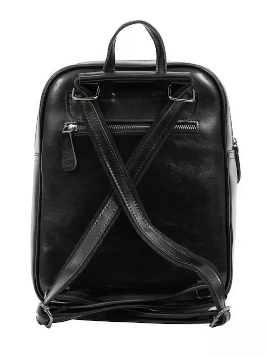 Leder Damentasche Rucksack Schwarz