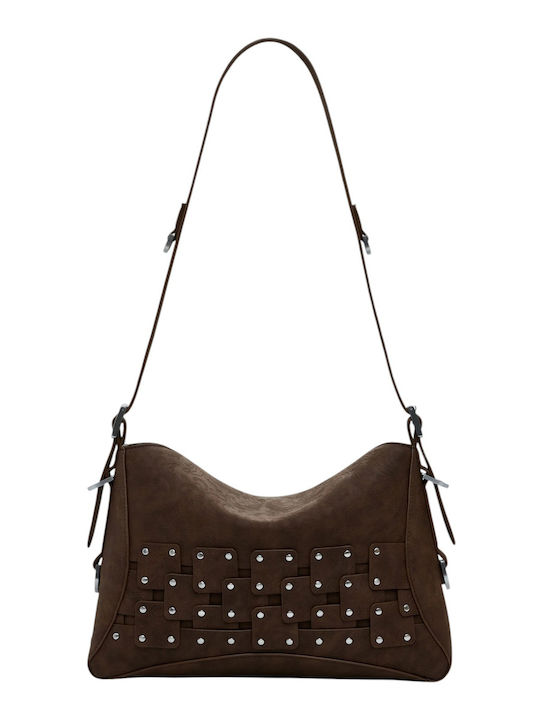 Neue Patch 2 Damen Schultertasche Wildleder Braune