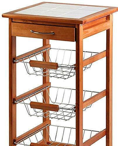 Bakaji Rack de bucătărie Lemn Albă 37x37x76cm