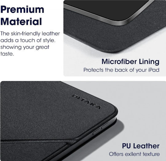 Pitaka Magez Flip Cover Blacη (Apple iPad 11'' A16 2025, iPad 10.9'' A14 2022) FOL2501