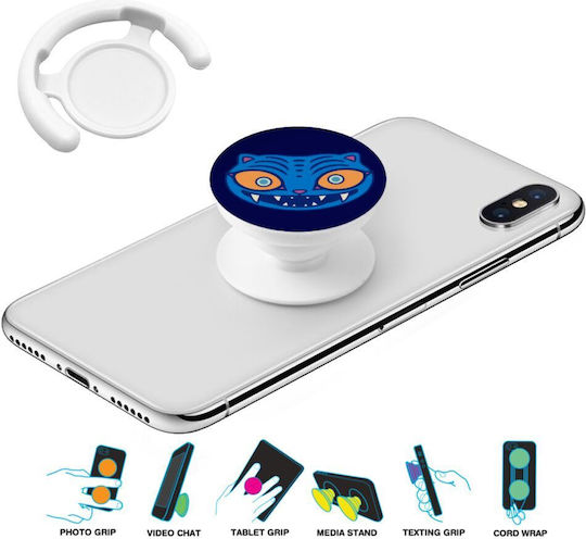 Huntrix Derpy Blue Tiger Phone Holders Stand Λευκό Βάση Στήριξης Κινητού Στο Χέρι