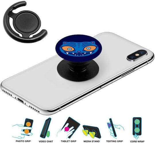 Huntrix Derpy Blue Tiger Phone Holders Stand Μαύρο Βάση Στήριξης Κινητού Στο Χέρι