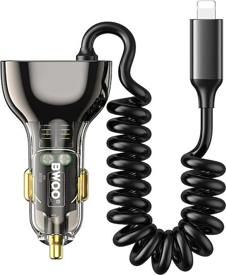 BWOO Încărcător Auto 30W Încărcare Rapidă cu Porturi: 1xUSB 1xType-C împreună cu Cablu Lightning Negru Culoare
