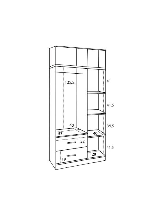 Triple Door Wardrobe with Loft Zebrano 89.2x42x241cm