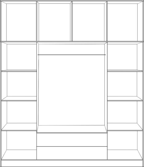 Τετράφυλλη Ντουλάπα με Πατάρι 200x55.5x240cm