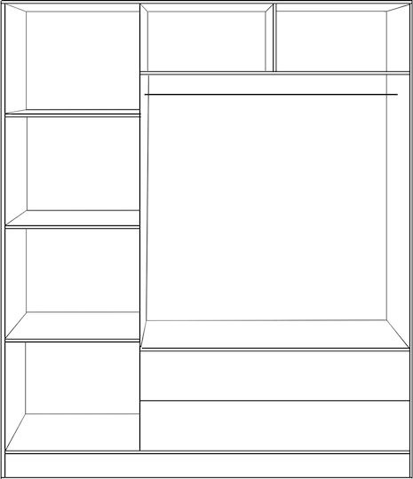 Carly Τρίφυλλη Ντουλάπα 150x55x180cm Carly Τρίφυλλη Ντουλάπα 150x55x180cm