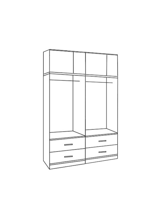 Four Door Wardrobe with Loft Zebrano 2τμχ 160x42x241cm