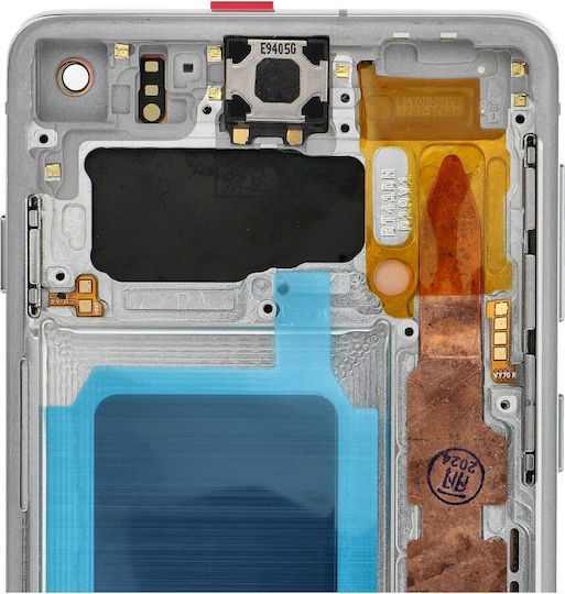 Екран Fixcell Display със Сензорен Механизъм и Рамка за Samsung S10 G973 (Бял)