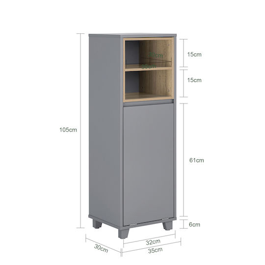SoBuy Badezimmerschrank B35xT30xH105cm Gray