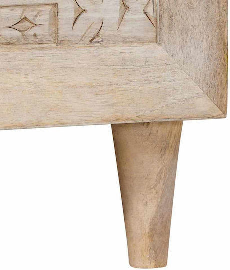 Rectangular Central Coffee Table Made of Solid Wood Beige W80xL50xH40cm