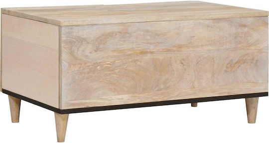 Rectangular Central Coffee Table Made of Solid Wood Beige W80xL50xH40cm