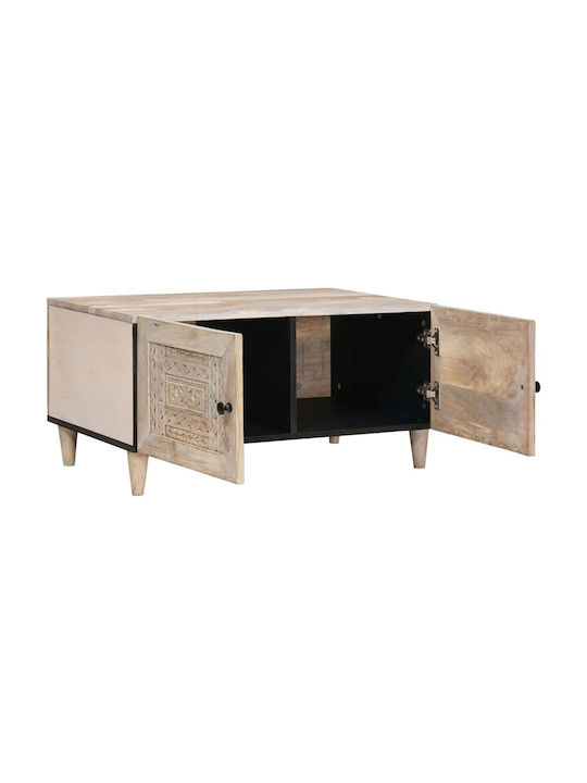 Rectangular Central Coffee Table Made of Solid Wood Beige M80xL50xH40cm