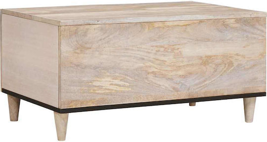 Rectangular Central Coffee Table Made of Solid Wood Beige M80xL50xH40cm