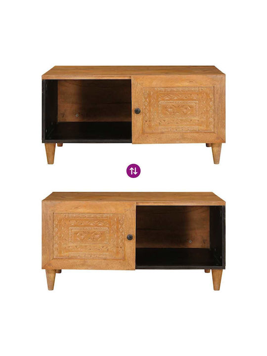 Rectangular Central Coffee Table Made of Solid Wood Light Brown M80xW50xH40cm