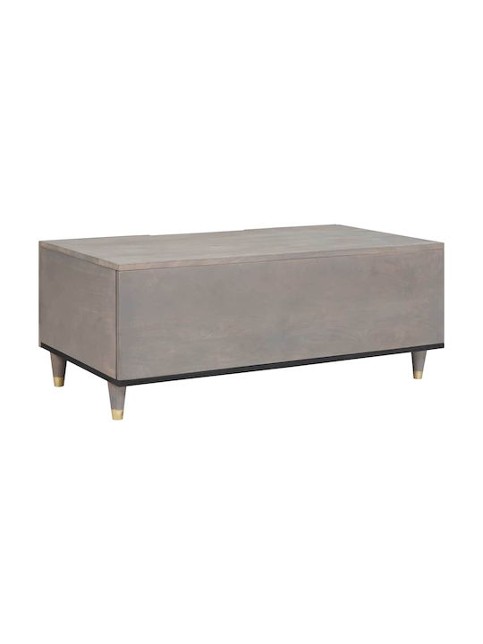 Rectangular Central Coffee Table Made of Solid Wood Gray 100x54x40 cm