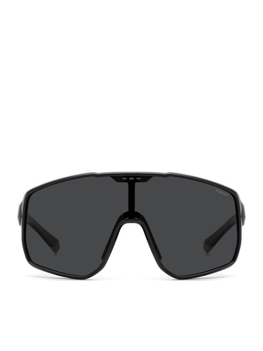 Polaroid Men's Sunglasses with Black Horn-Rimmed Frame and Grey Lens PLD7060/S 807/M9