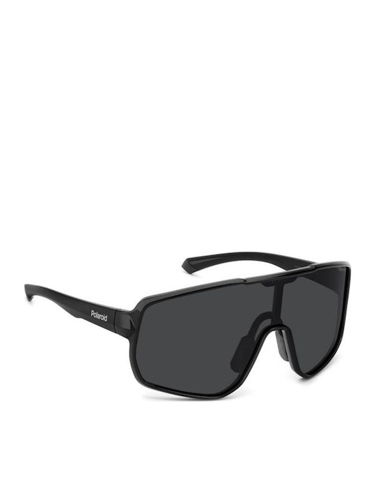 Polaroid Men's Sunglasses with Black Horn-Rimmed Frame and Grey Lens PLD7060/S 807/M9