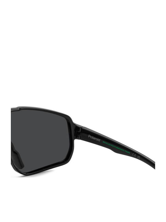 Polaroid Men's Sunglasses with Black Horn-Rimmed Frame and Grey Lens PLD7060/S 807/M9