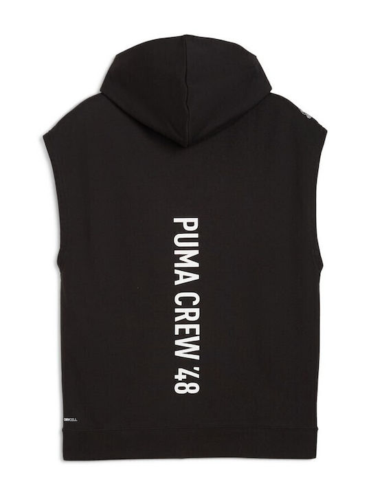Graphic French Terry Sweatshirt with Hood Black