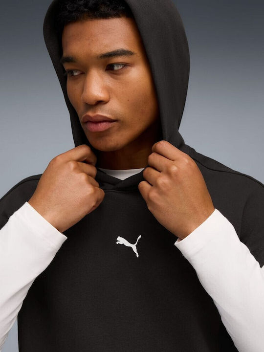 Graphic French Terry Sweatshirt with Hood Black