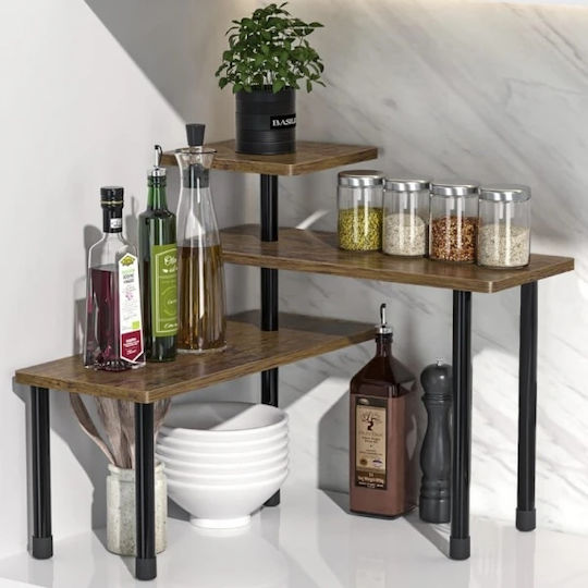Corner Bathroom Shelf Wooden 66x17.5x38cm Brown