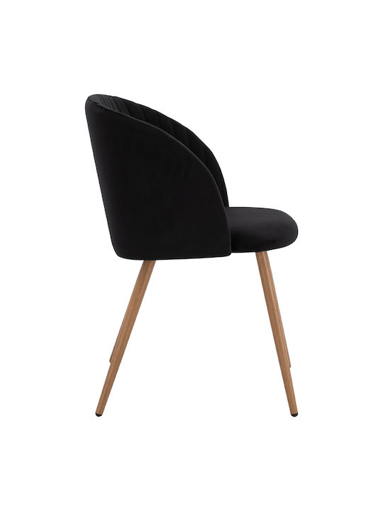 Leah Dining Room Velvet Armchair Black 53x57x81cm 2pcs