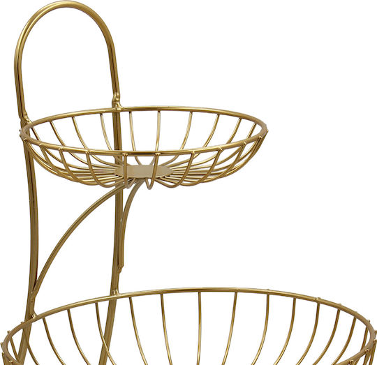 Keskor Obstschale Metallisch 3 Niveaus Gold 30x30x45cm