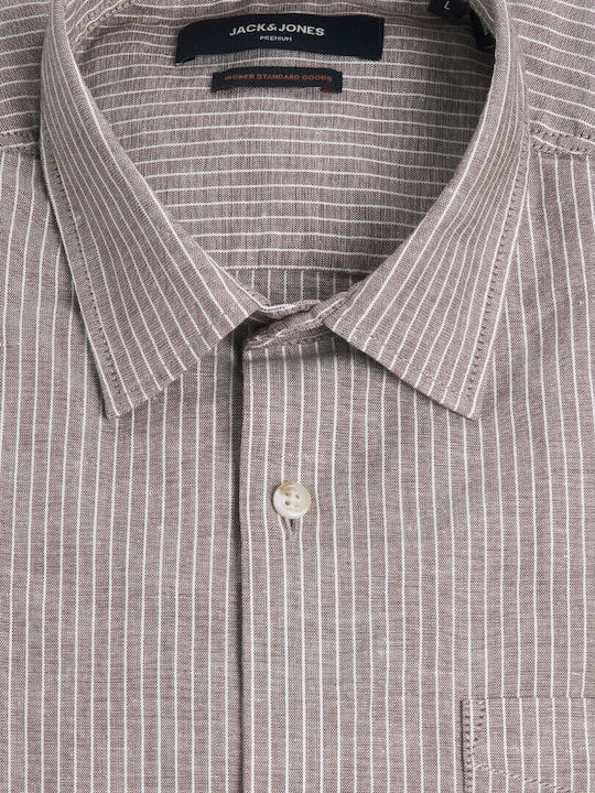 Jack & Jones Λινό Πουκάμισο Καφέ