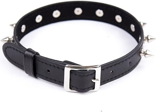 Smd Razor Edge Spiked Leather Collar Adjustable Strap Pu Leather Black