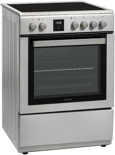 Sharp Готварска печка 65лт с керамични котлони Ш60см. Inox