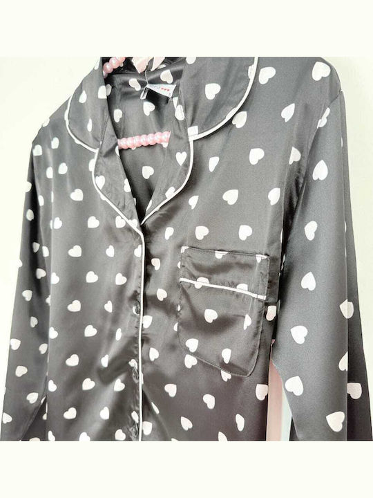 Topaki Topaki Damen Schlafanzug & Pyjamas Winter Set Schwarz