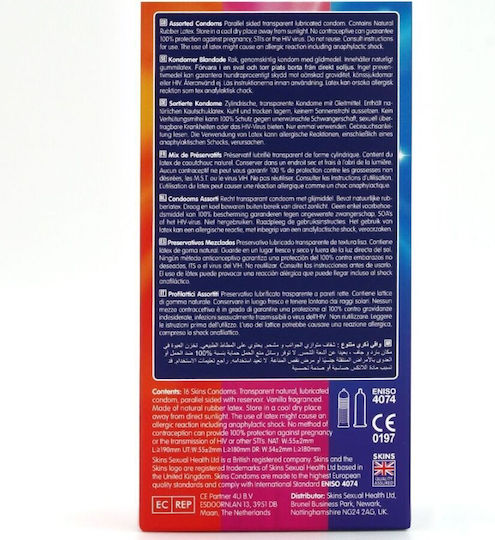 Skins Skins Premium Kondome 16 Stück 54 mm Dünn für ein Natürliches Gefühl mit Rillen