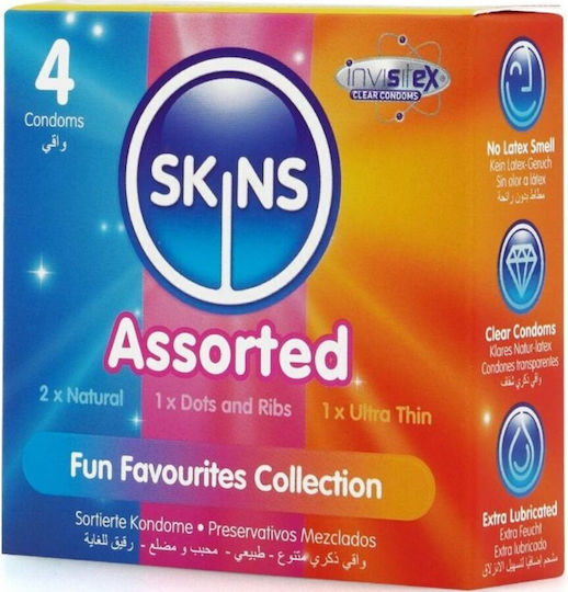 Skins Skins Premium Condoms 4pcs Thin for Natural Feeling with Ridges Natural